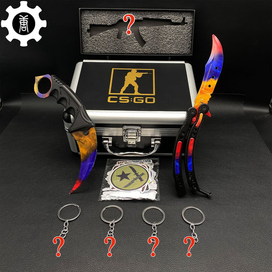 Marble Fade Balisong & Karambit & Stickers & Keychains & AK With Case