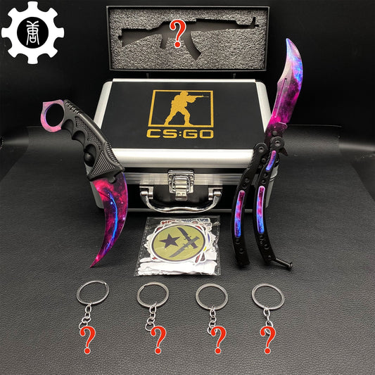 Galaxy Skin Balisong & Karambit & Stickers & Keychains & AK With Case