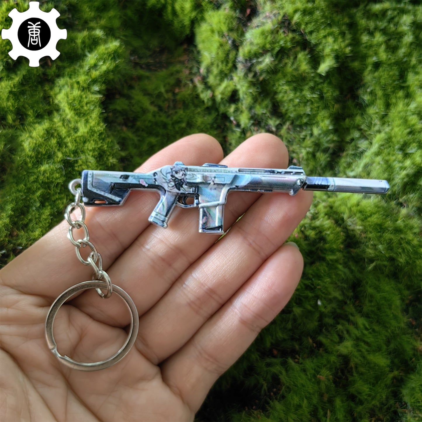 Val Mini 9 Lives Phantom Gun Metal Keychain