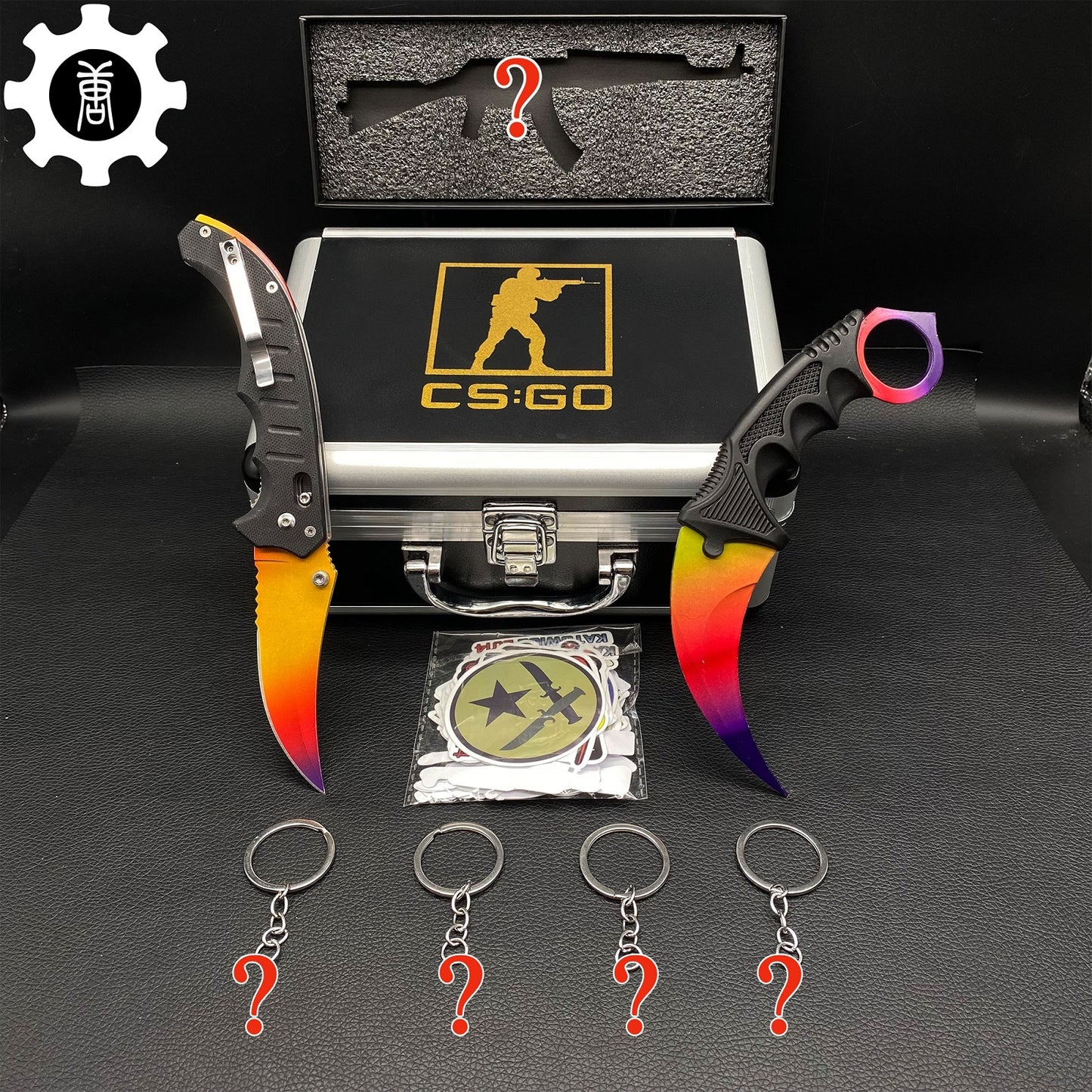 Fade Skin Flip Folding Knife & Karambit & Stickers & Keychains & AK With Case