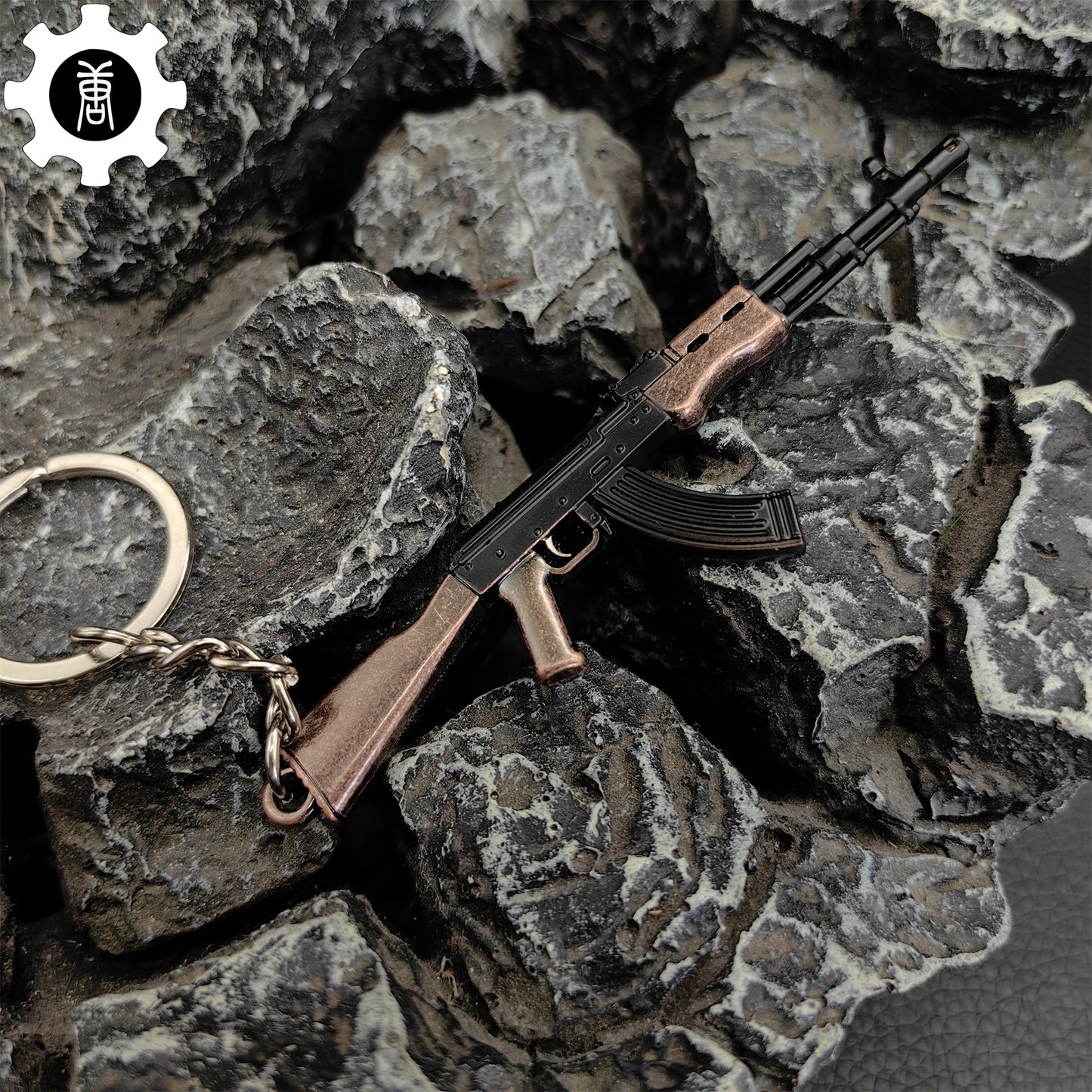 Tiny AK-47 Soviet Assault Rifle Model Metal Keychain