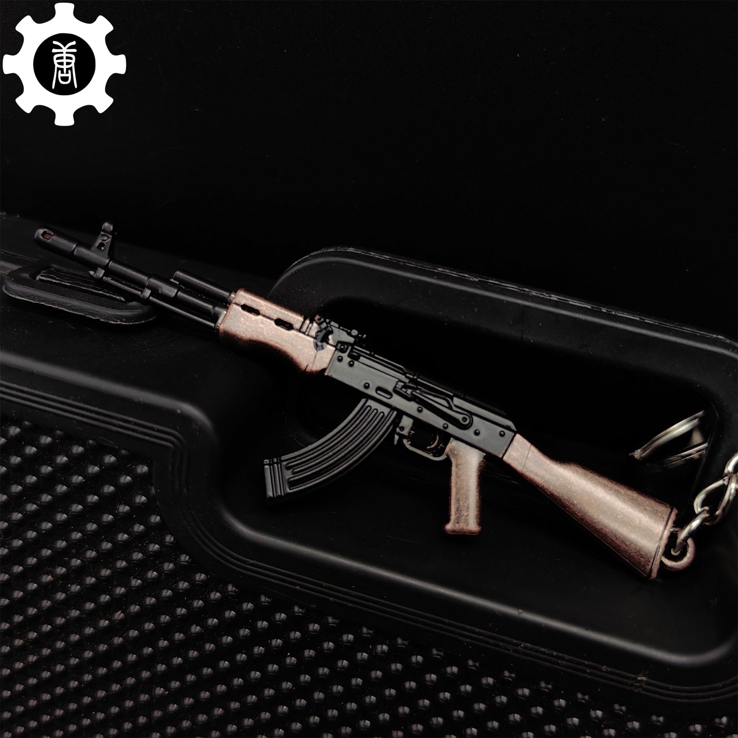 Tiny AK-47 Soviet Assault Rifle Model Metal Keychain