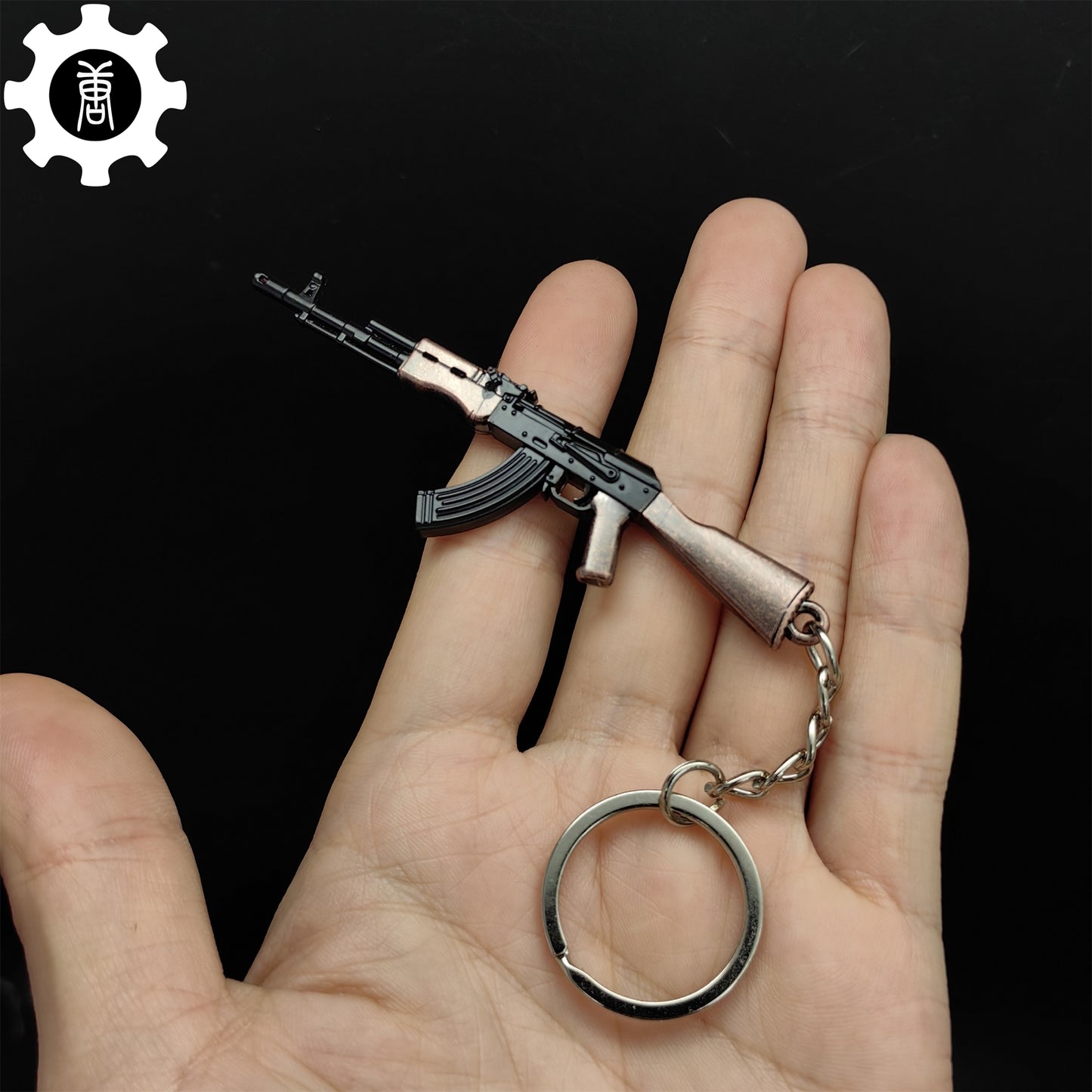 Tiny AK-47 Soviet Assault Rifle Model Metal Keychain