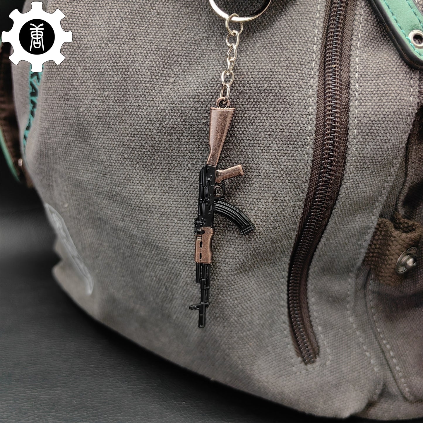 Tiny AK-47 Soviet Assault Rifle Model Metal Keychain