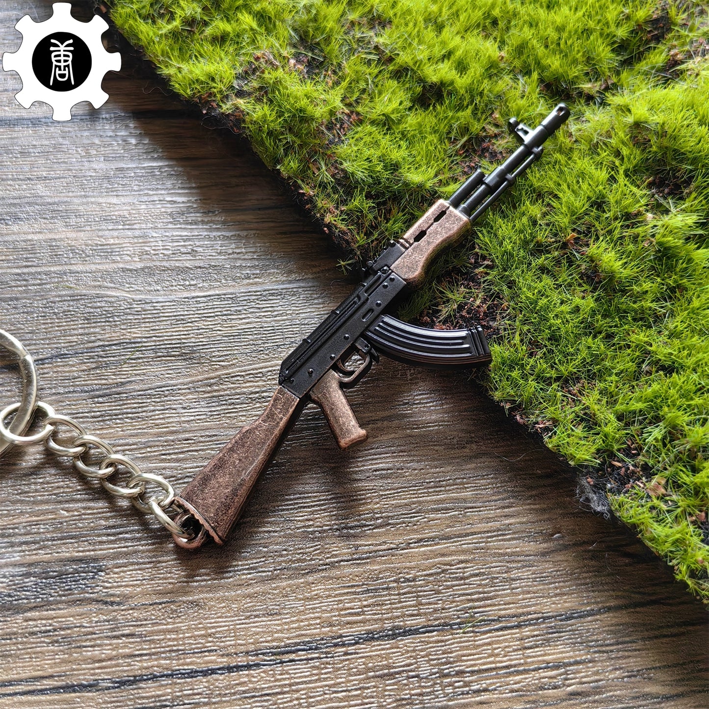 Tiny AK-47 Soviet Assault Rifle Model Metal Keychain