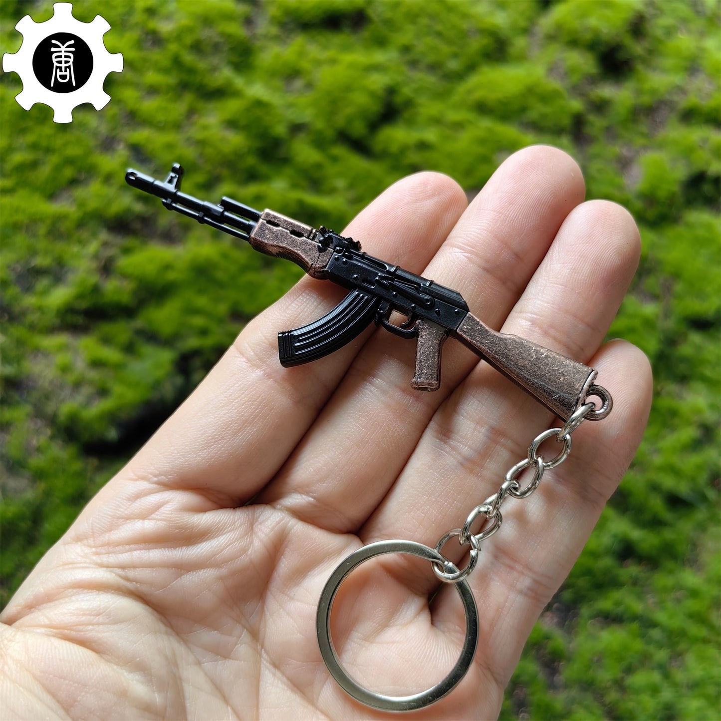 Tiny AK-47 Soviet Assault Rifle Model Metal Keychain