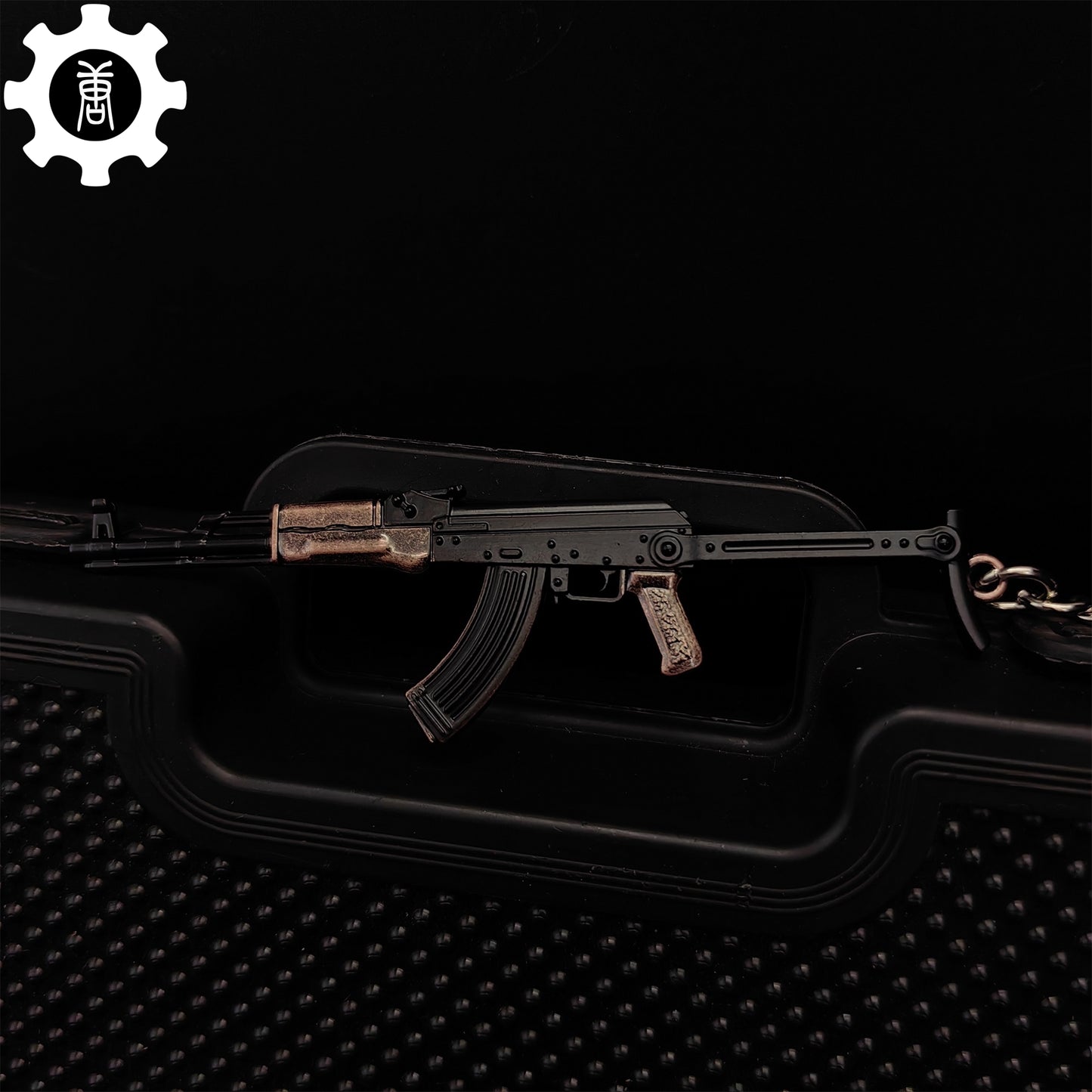 Tiny AKS-47 Assault Rifle Model Metal Keychain