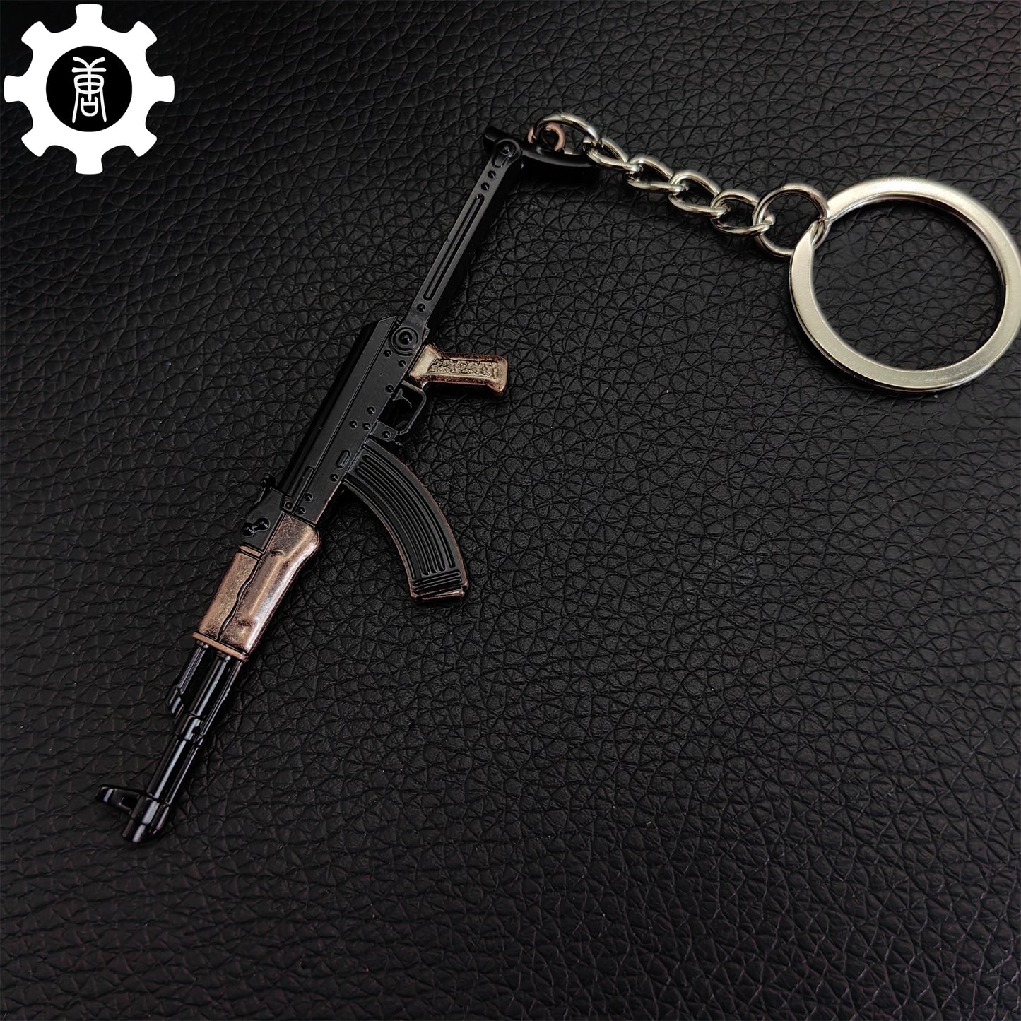 Tiny AKS-47 Assault Rifle Model Metal Keychain