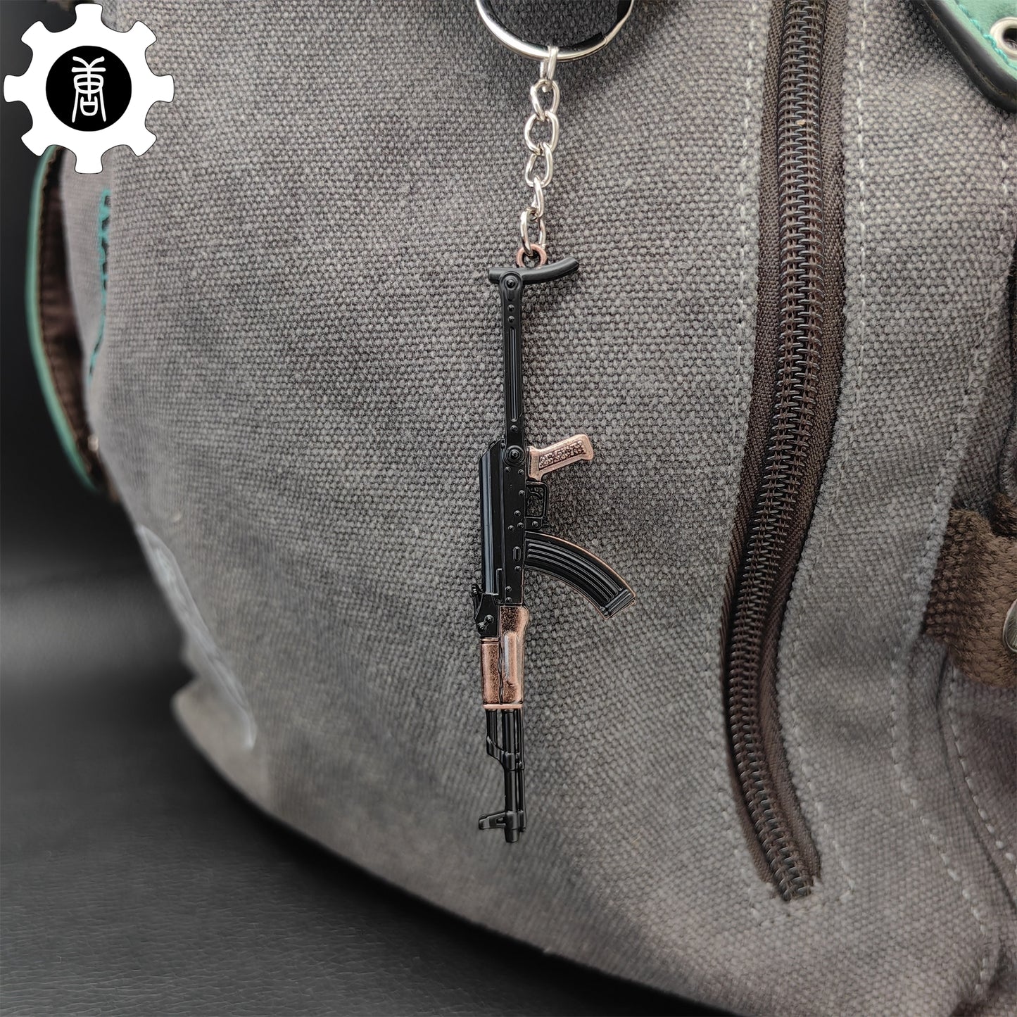 Tiny AKS-47 Assault Rifle Model Metal Keychain