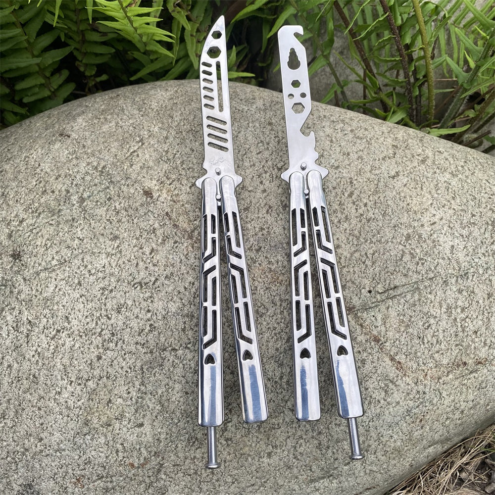 Blunt Blade EDC Stainless Steel Bottle Opener Balisong Butterfly Knife Trainer