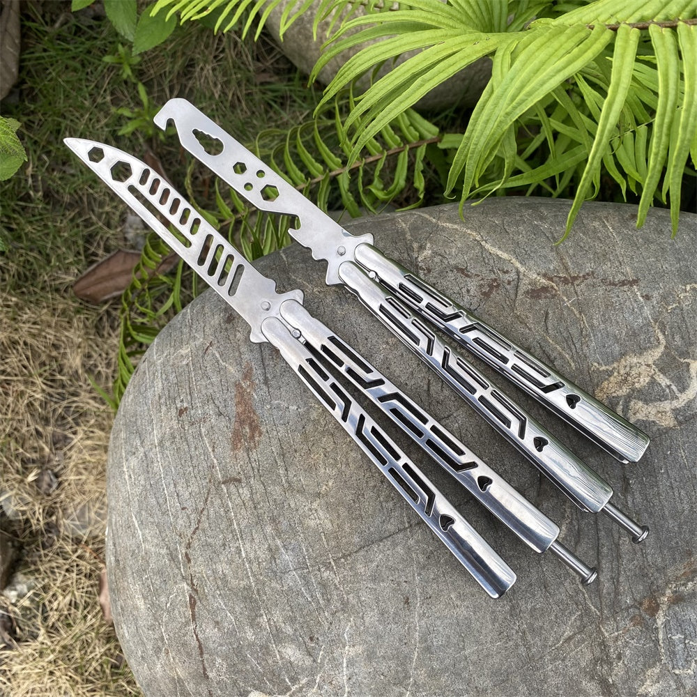 Blunt Blade EDC Stainless Steel Bottle Opener Balisong Butterfly Knife Trainer