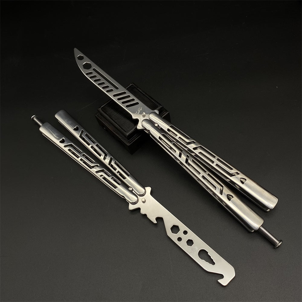 Blunt Blade EDC Stainless Steel Bottle Opener Balisong Butterfly Knife Trainer