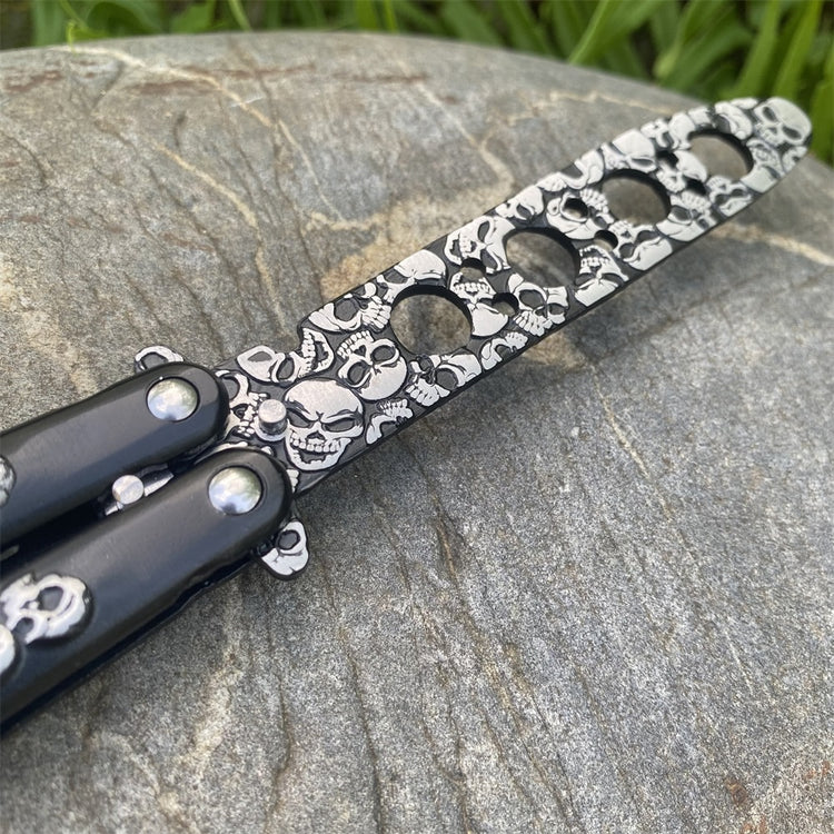 3D Skeleton Skull Relief Balisong Butterfly Knife Trainer – Leones ...