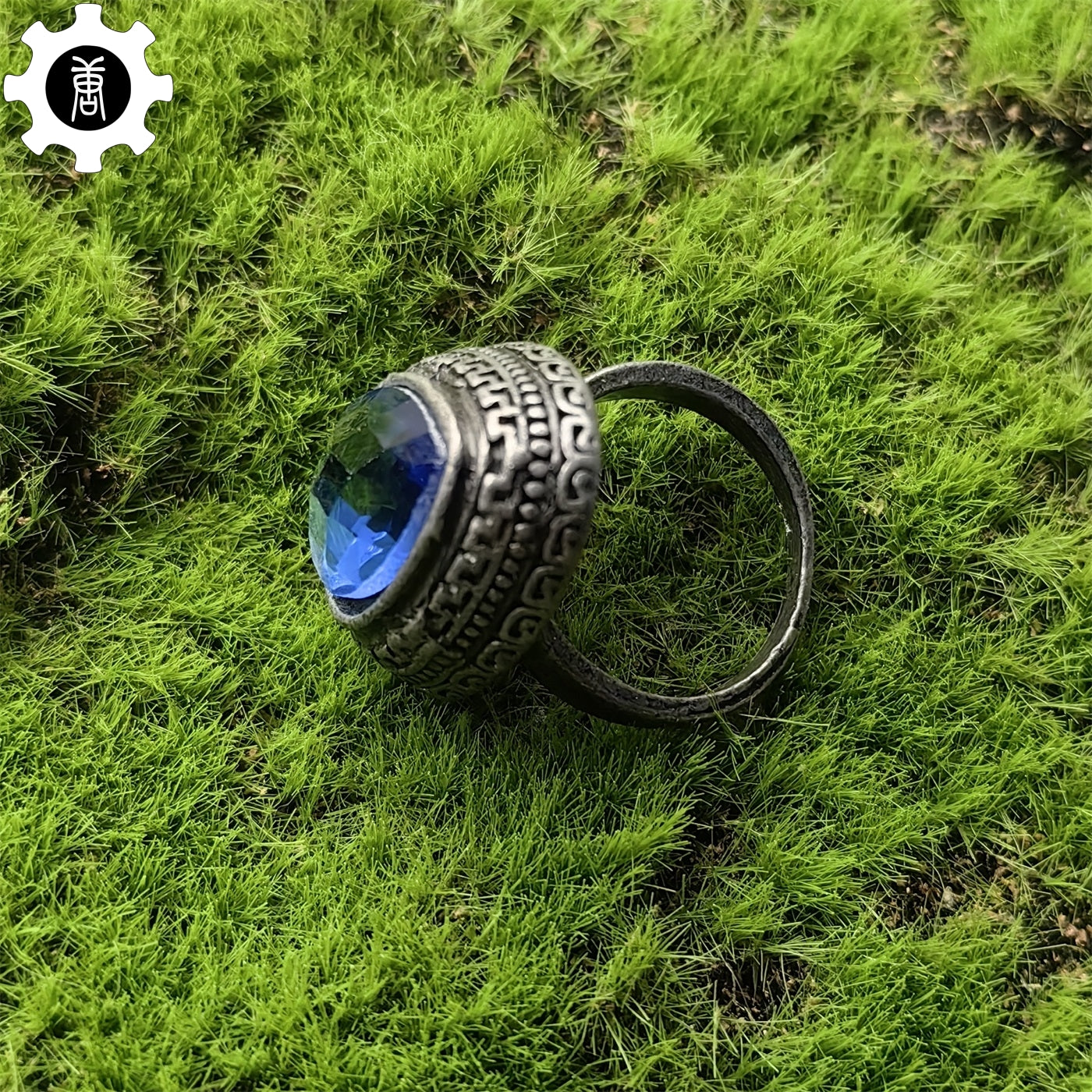 Blue Tearstone Ring Alloy Punk Ring Jewelry Gamer Gift