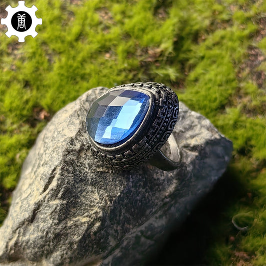 Blue Tearstone Ring Alloy Punk Ring Jewelry Gamer Gift