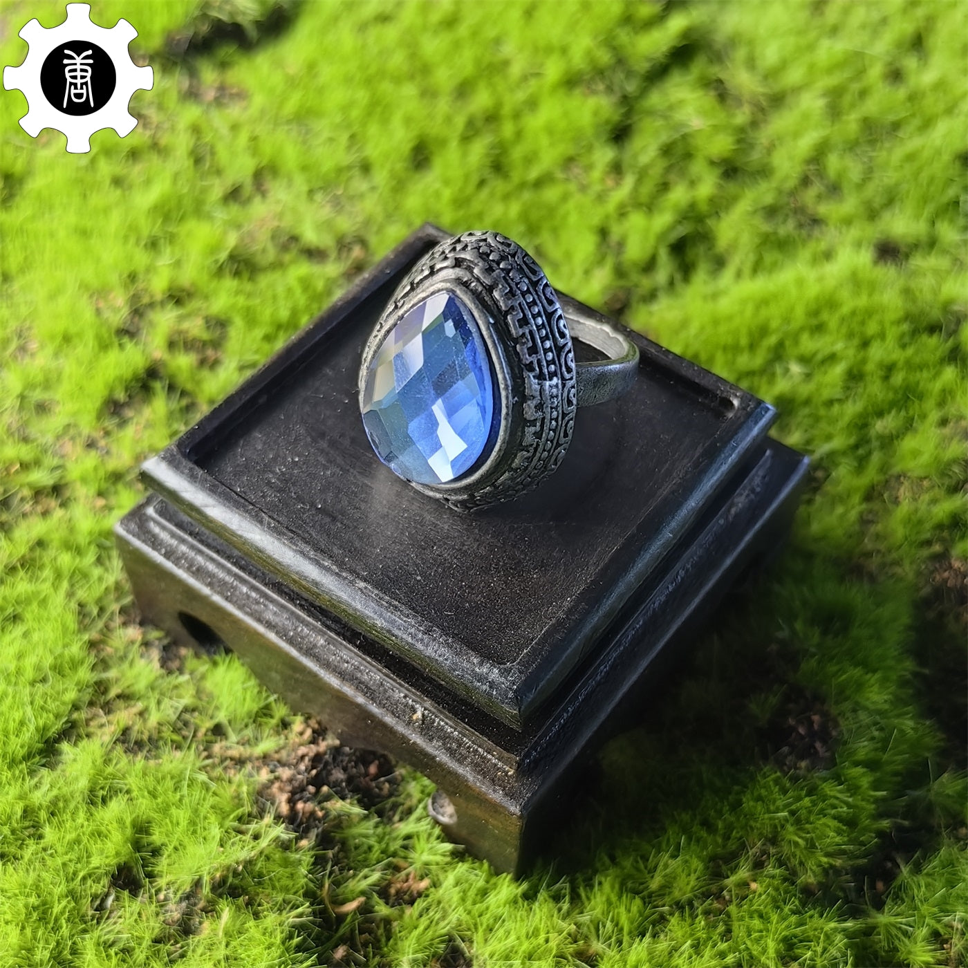 Blue Tearstone Ring Alloy Punk Ring Jewelry Gamer Gift