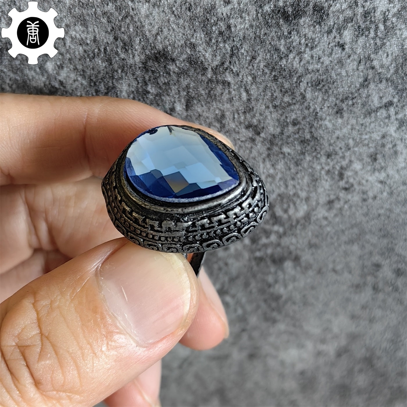 Blue Tearstone Ring Alloy Punk Ring Jewelry Gamer Gift