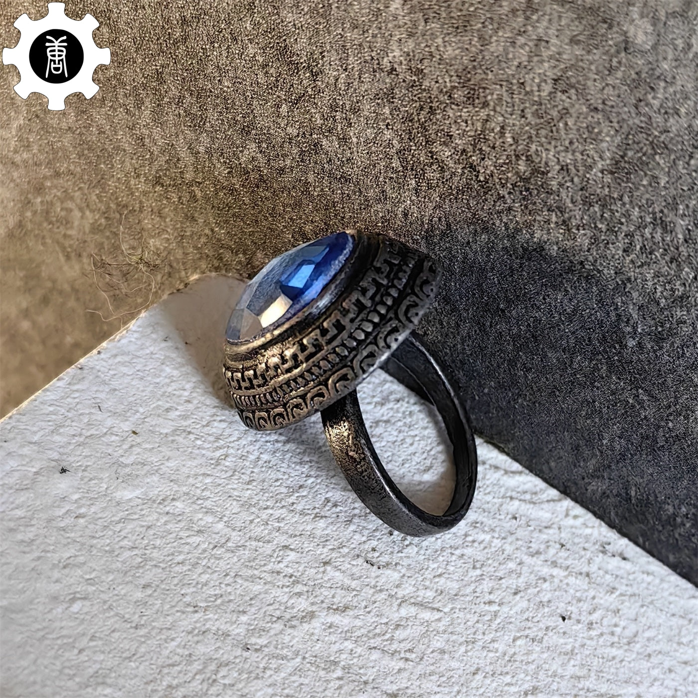 Blue Tearstone Ring Alloy Punk Ring Jewelry Gamer Gift