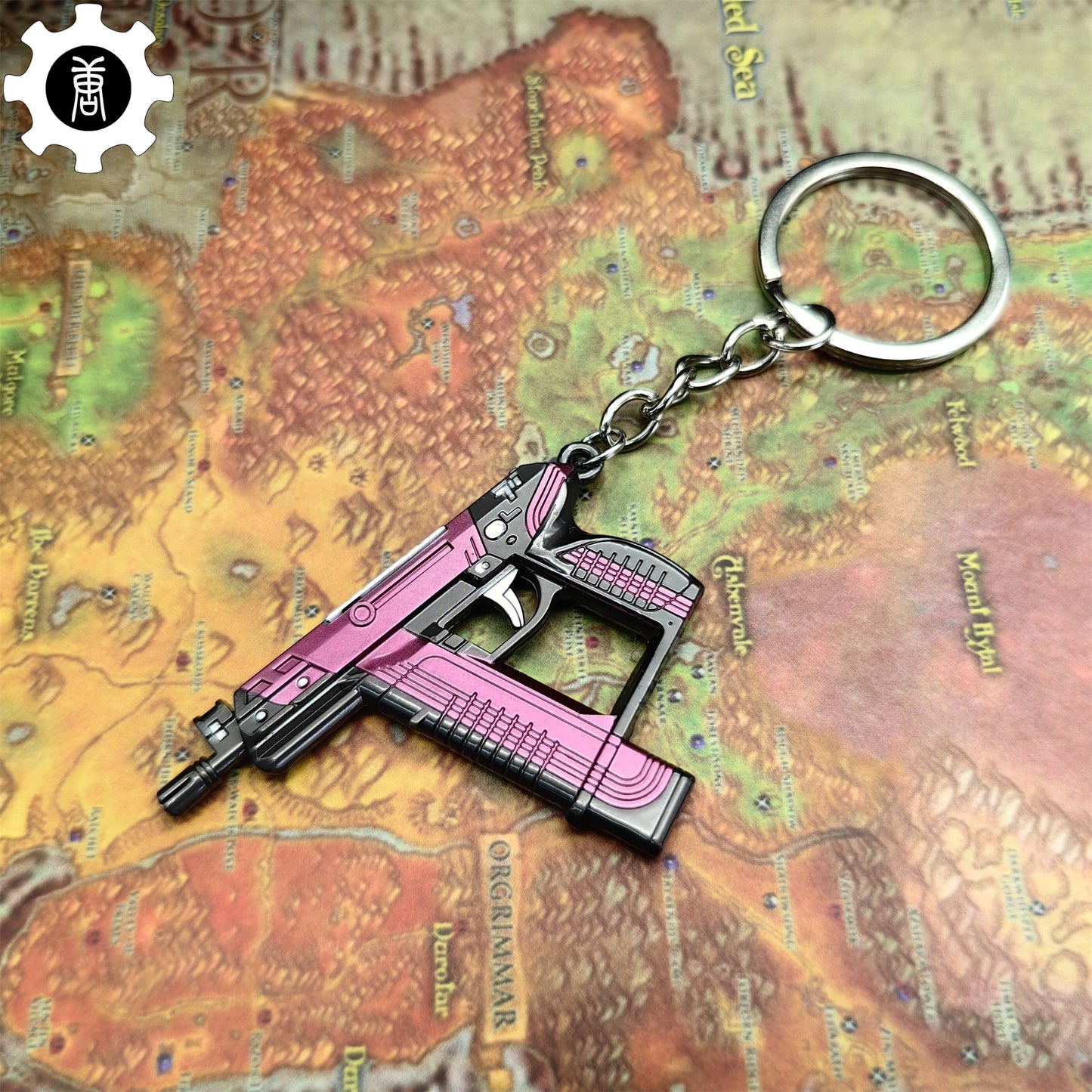 Mini Blush Frenzy Gun Metal Keychain