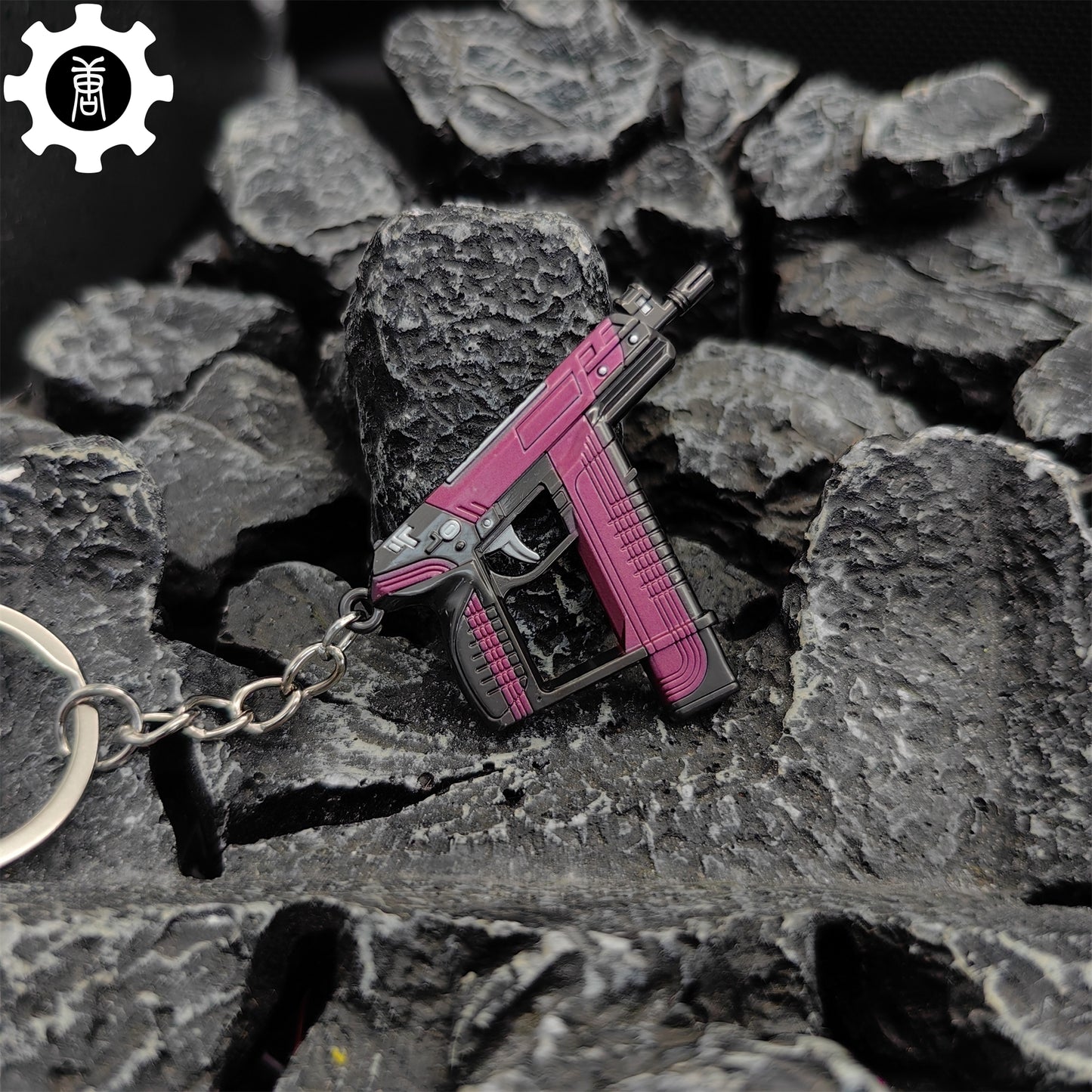 Mini Blush Frenzy Gun Metal Keychain