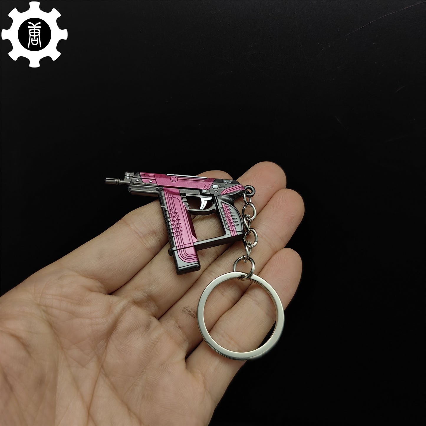 Mini Blush Frenzy Gun Metal Keychain