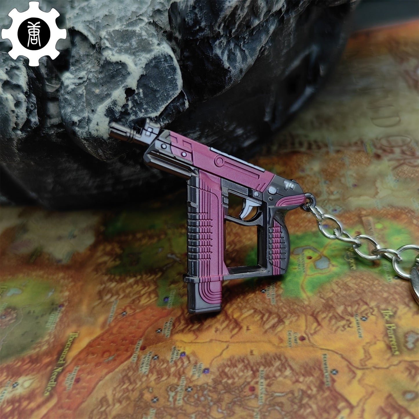 Mini Blush Frenzy Gun Metal Keychain