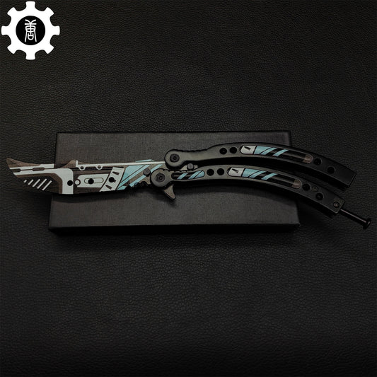 Metal Butterfly Knife Vulcan Pattern Balisong Game Prop