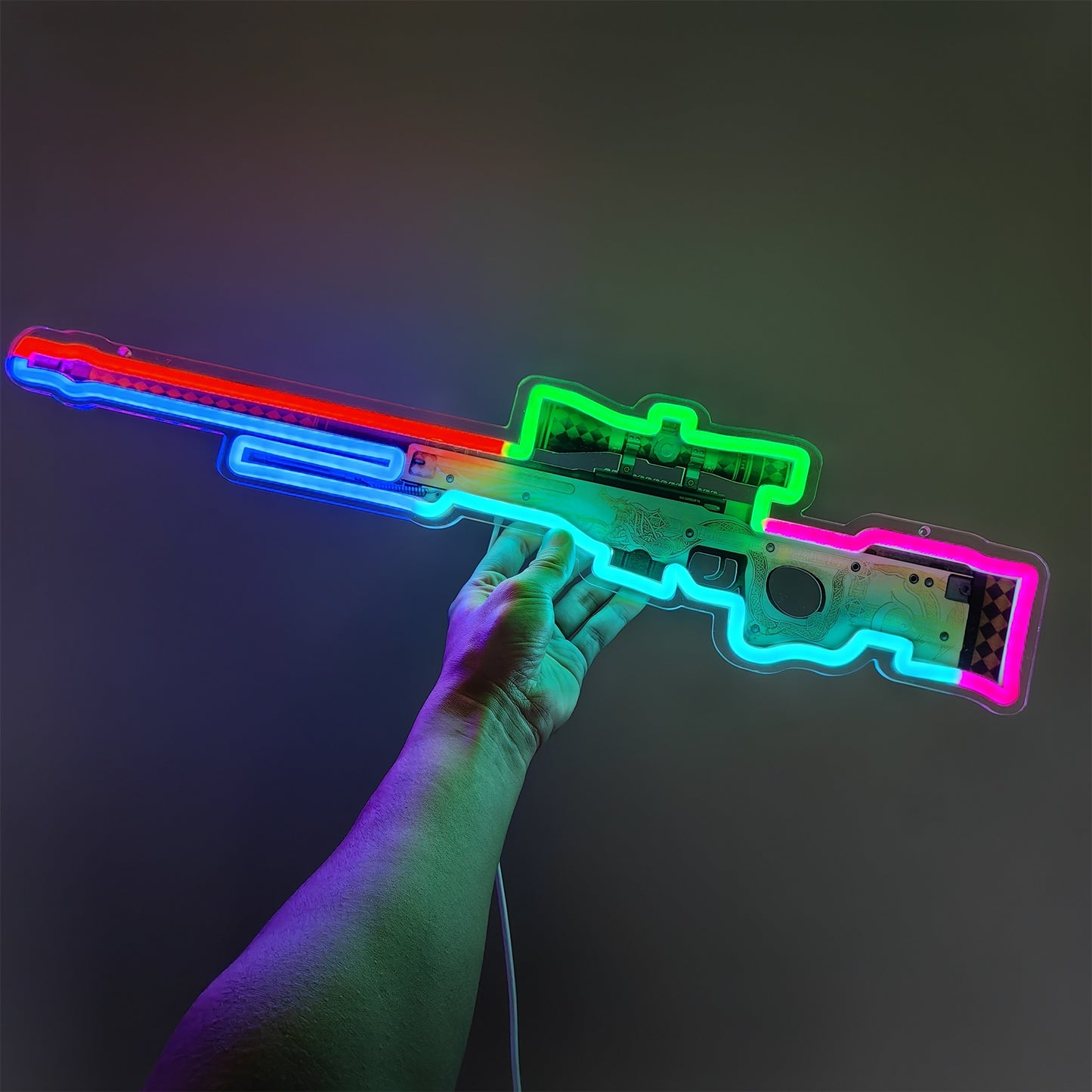 AWP Dragon Lore Sniper Gun Neon Lamp Wall Decor