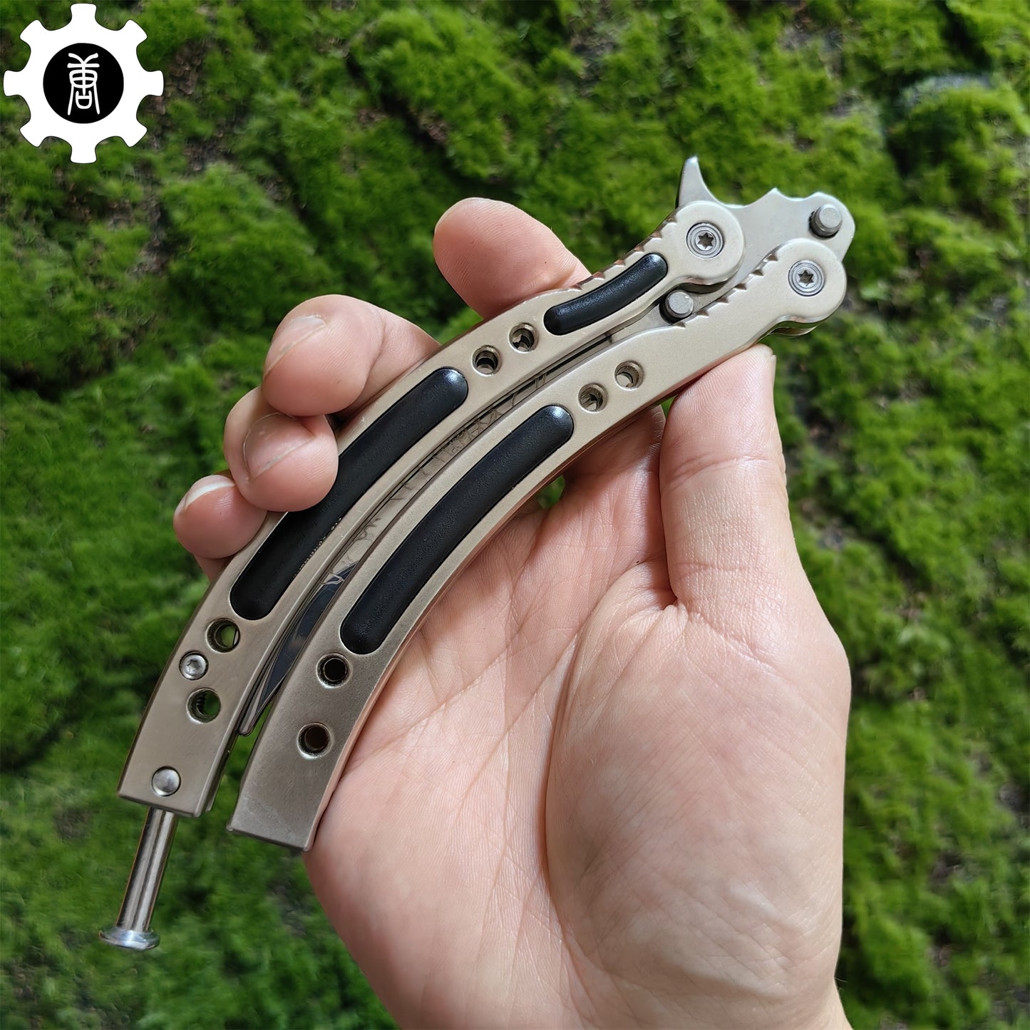 Brown Chrome Butterfly Knife Game Metal Balisong