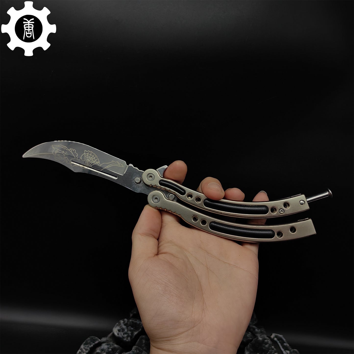 Brown Chrome Butterfly Knife Game Metal Balisong