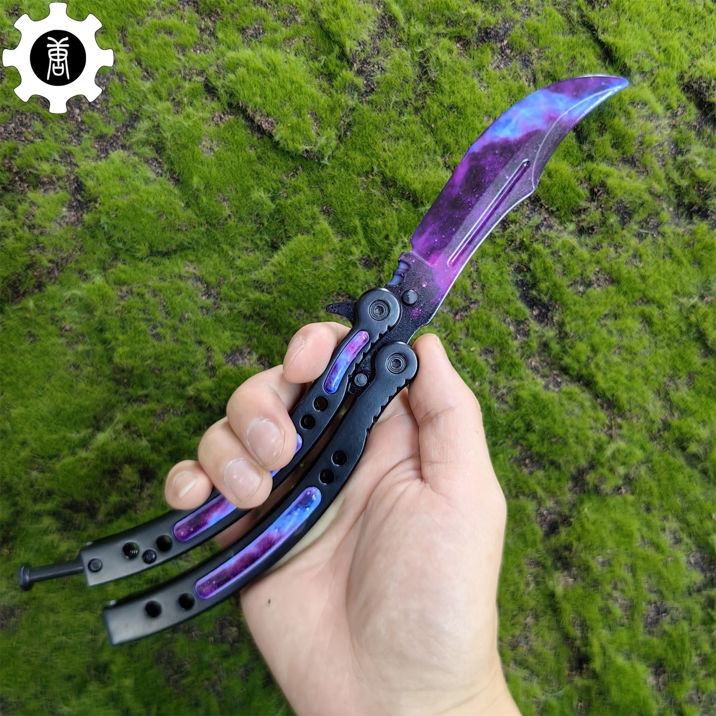 Galaxy Black Balisong Metal Butterfly Knife Game Prop 