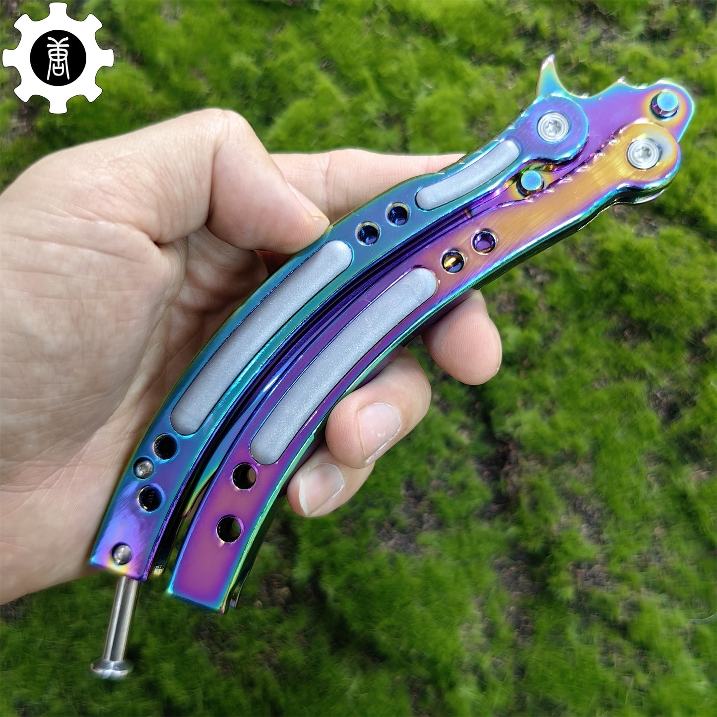 Rainbow Butterfly Knife Metal Balisong Trainer