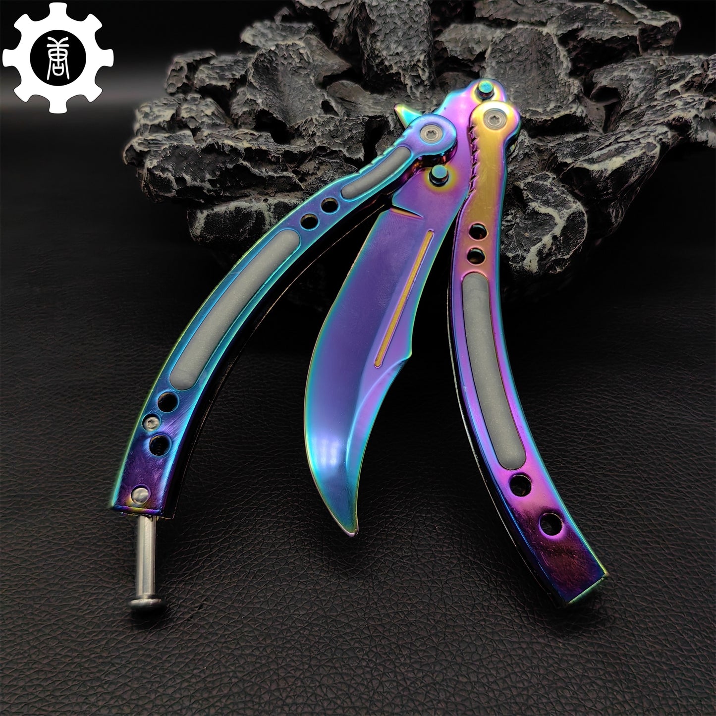 Rainbow Butterfly Knife Metal Balisong Trainer