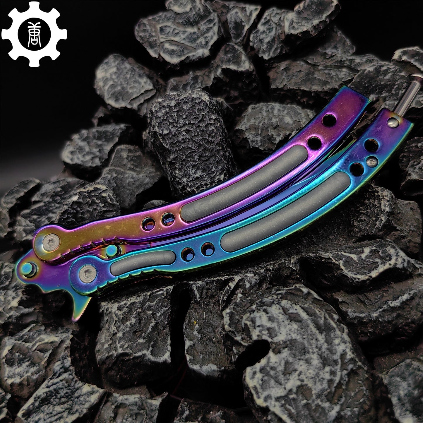 Rainbow Butterfly Knife Metal Balisong Trainer