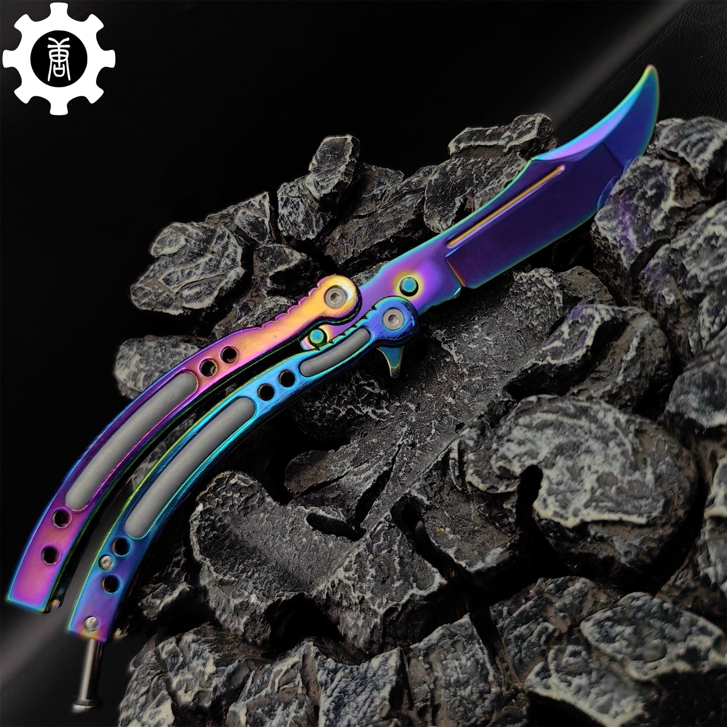 Rainbow Butterfly Knife Metal Balisong Trainer