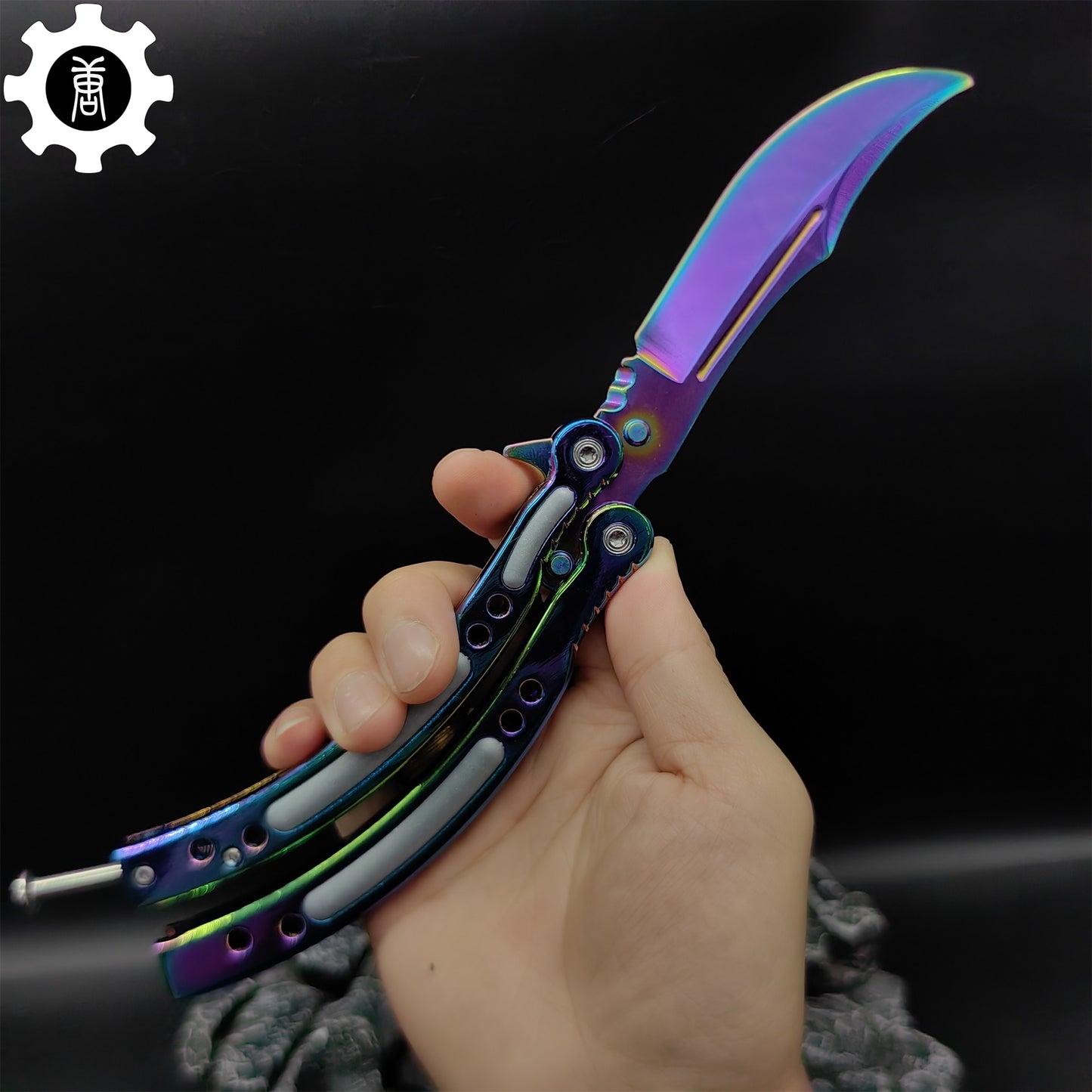 Rainbow Butterfly Knife Metal Balisong Trainer