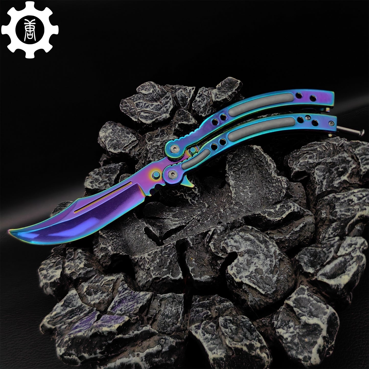 Rainbow Butterfly Knife Metal Balisong Trainer