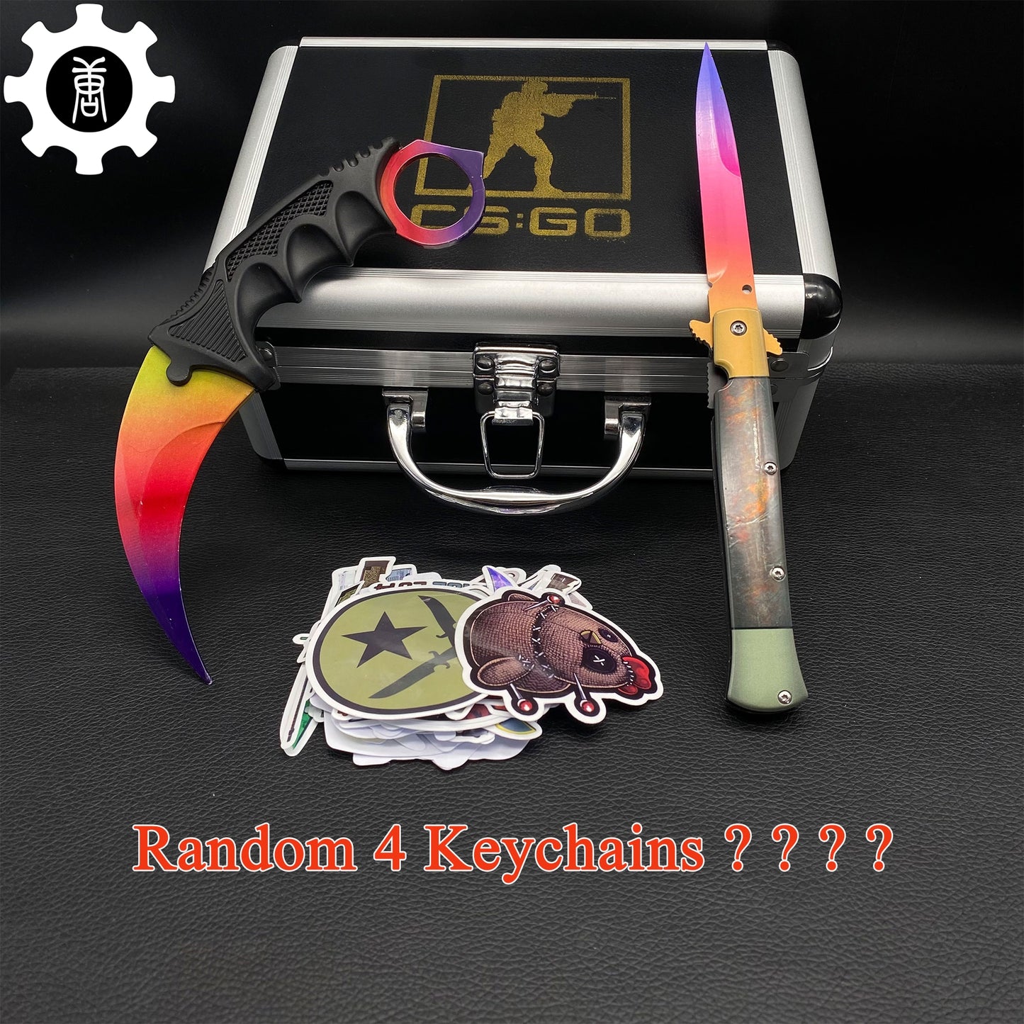 Fade Skin Stiletto Knife Karambit Stickers Keychains Random 1 AK With Gift Box