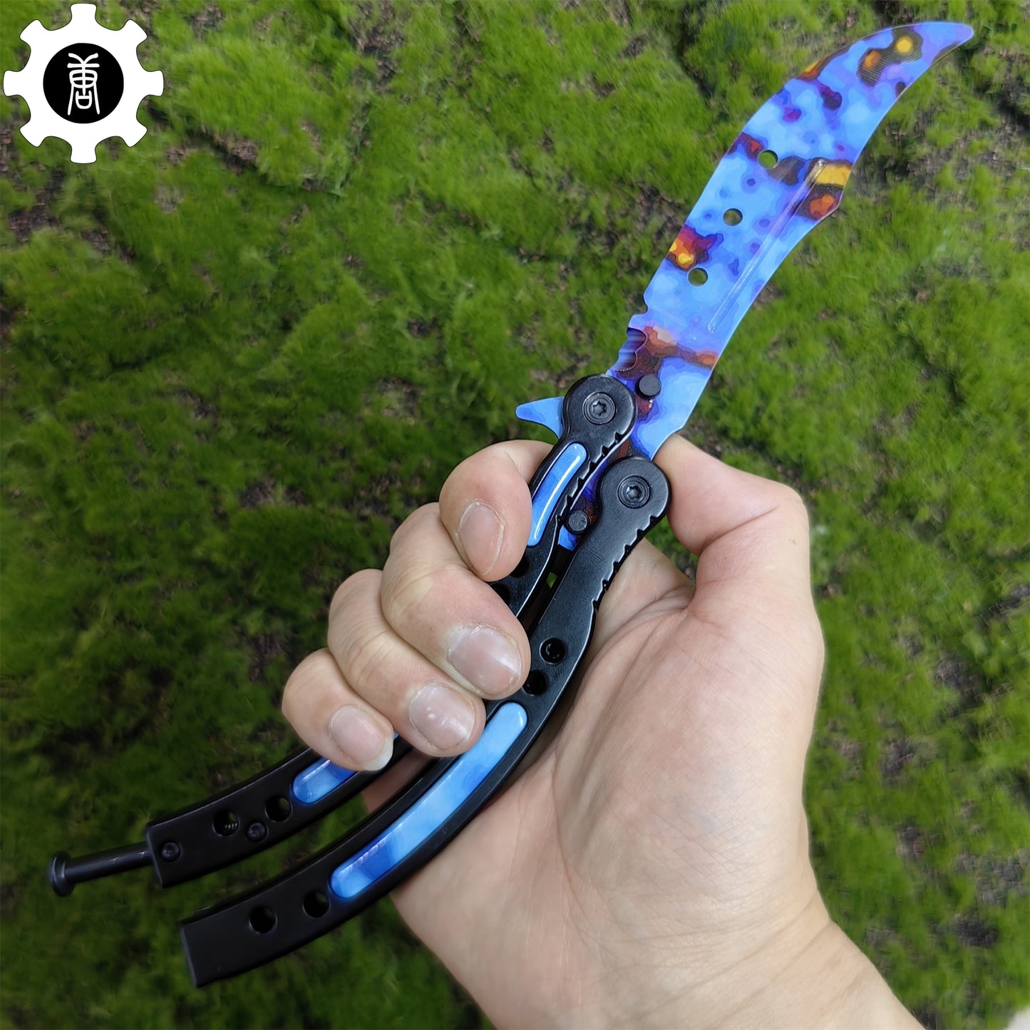 Case Hardened Blue Gem Seed Balisong Game Butterfly Knife 