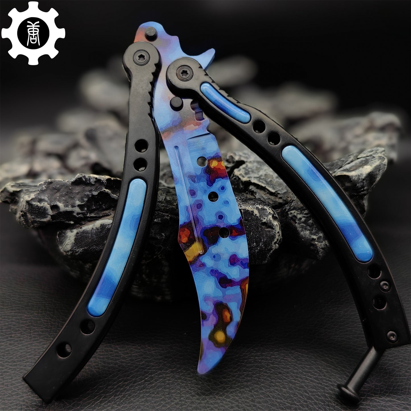 Case Hardened Blue Gem Seed Balisong Game Butterfly Knife 