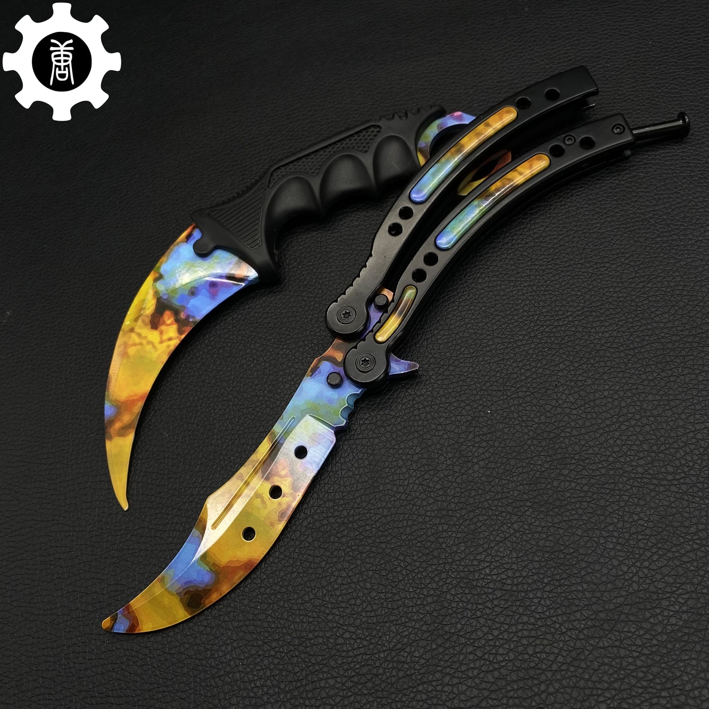 Case Hardened Skin Balisong Karambit Stickers Keychains Mini AK Gift Case