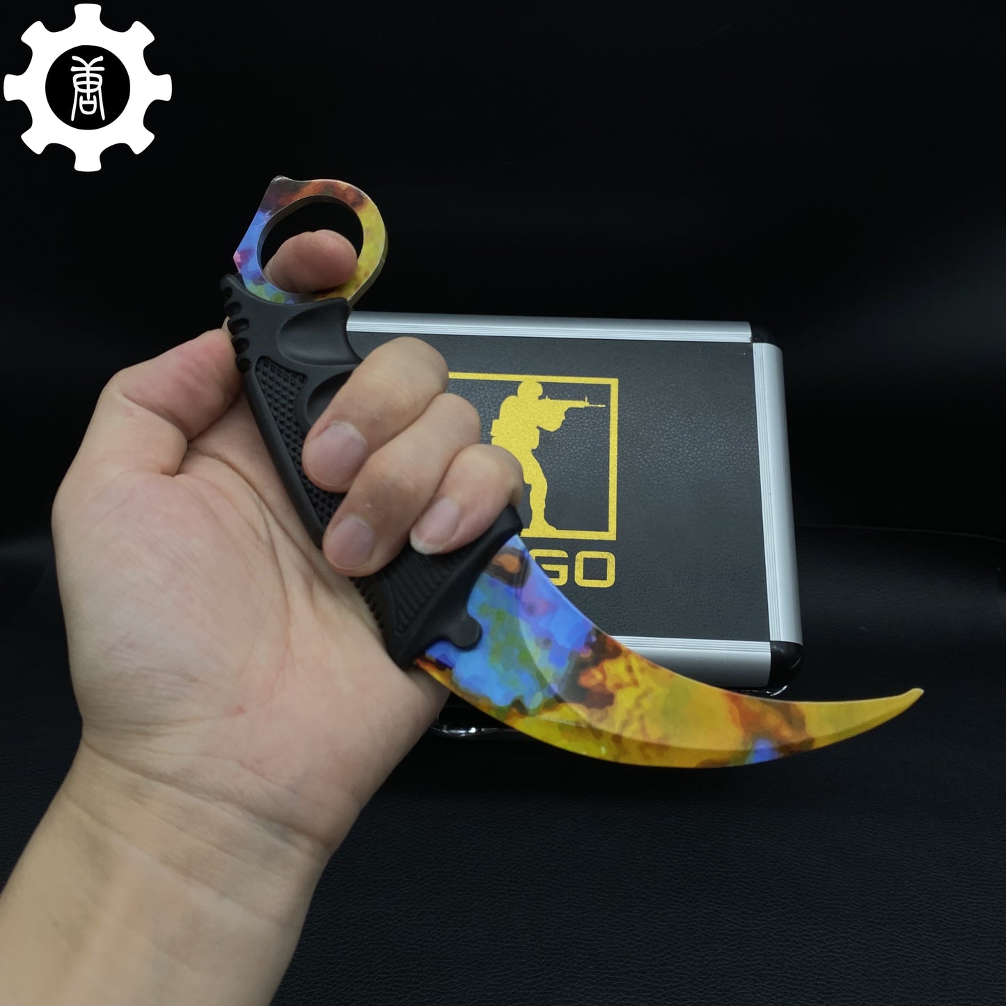 Case Hardened Skin Balisong Karambit Stickers Keychains Mini AK Gift Case