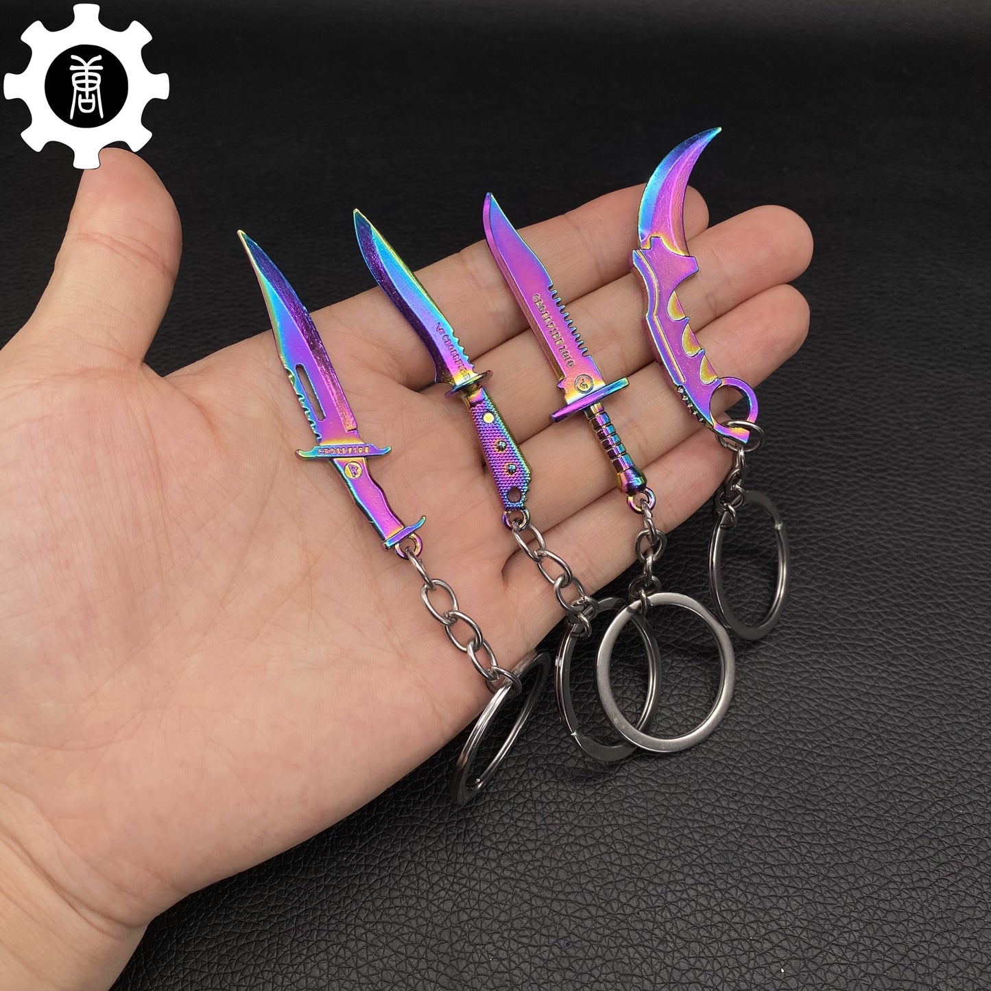 Case Hardened Skin Balisong Karambit Stickers Keychains Mini AK Gift Case