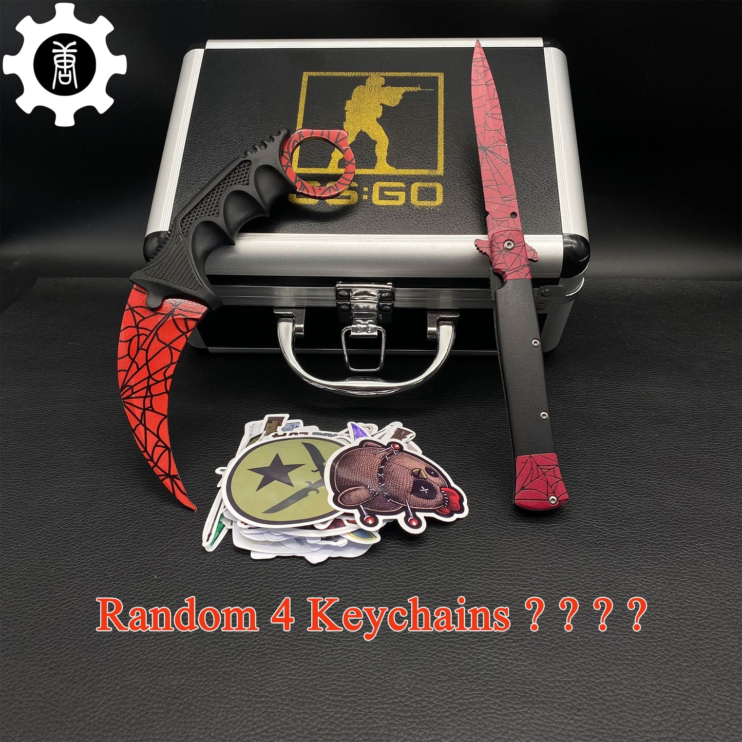 Crimson Web Skin Stiletto Knife & Karambit & Stickers & Keychains & Random 1 AK With Gift Box