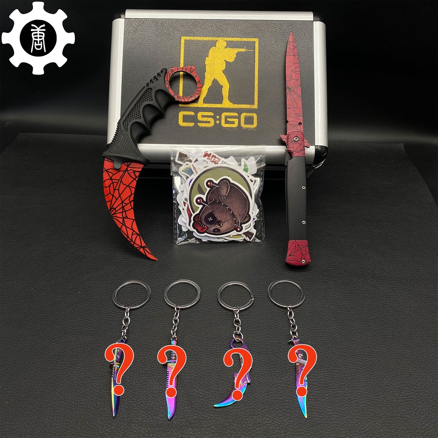 Crimson Web Skin Stiletto Knife & Karambit & Stickers & Keychains & Random 1 AK With Gift Box