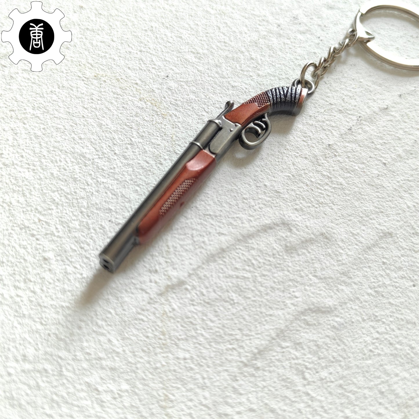 Metal Double Barrel Sawed-off Shotgun Mini Keychain