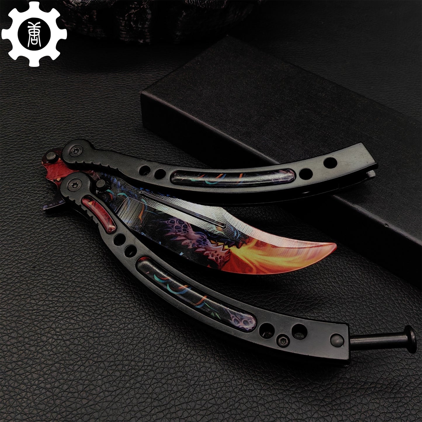 Game Butterfly Knife Dragonfire Pattern Metal Balisong Trainer