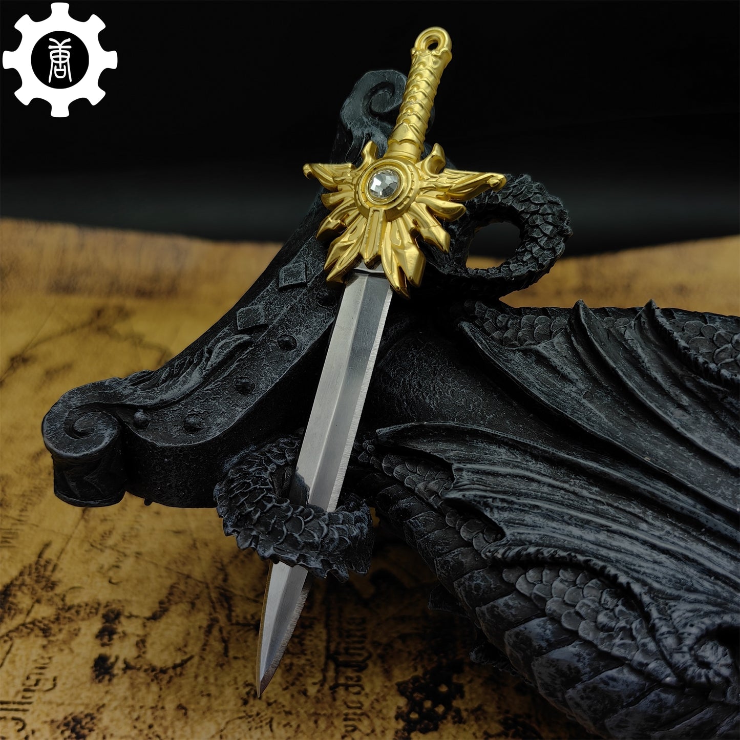 El'druin Tyrael Sword Mini Metal Replica EDC Knife