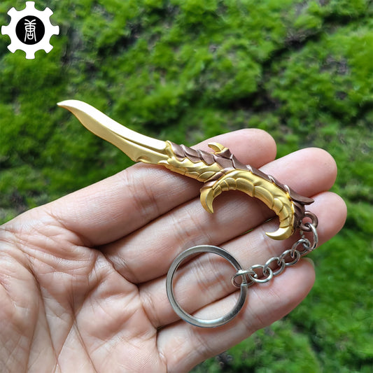 Golden Elderflame Dagger Metal Keychain
