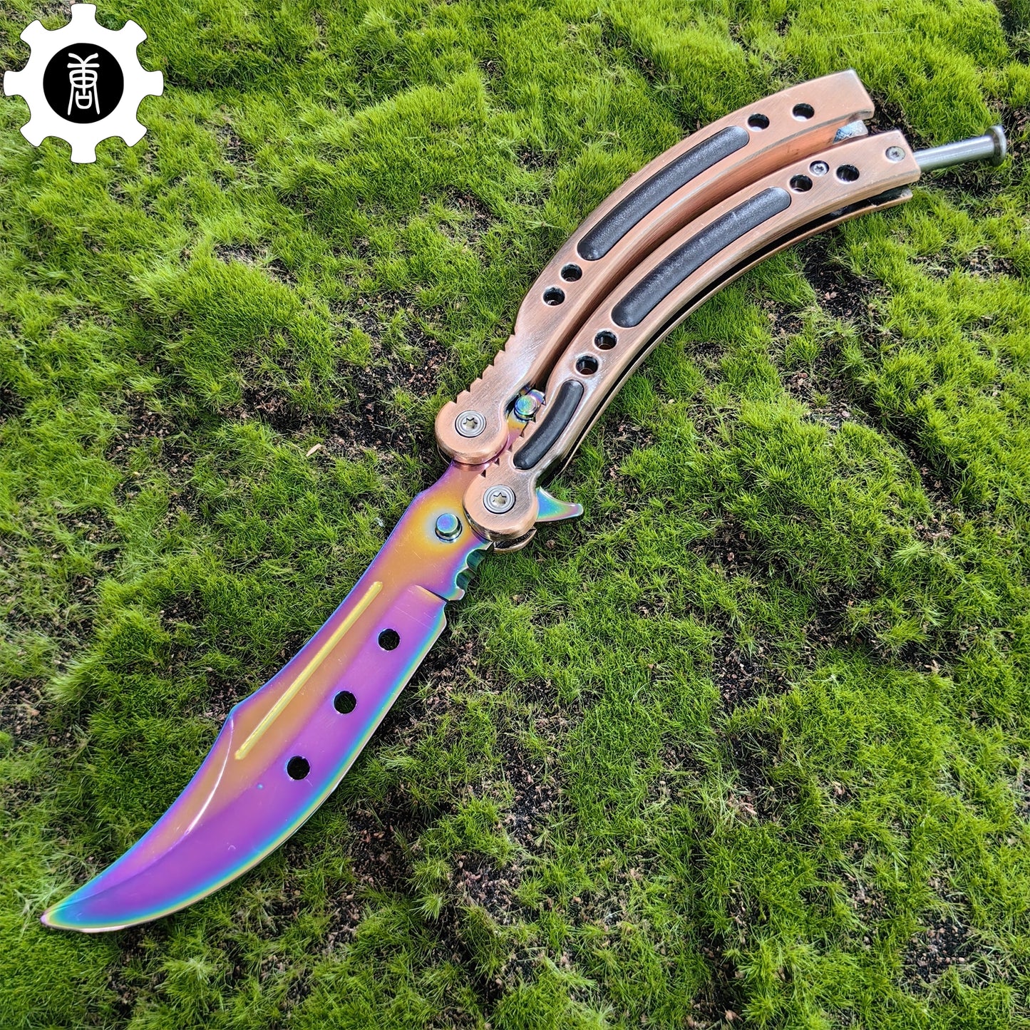 Fade Rainbow Butterfly Knife Metal Balisong Trainer